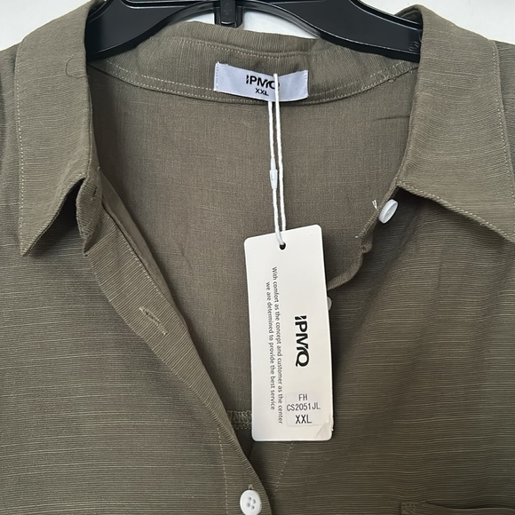 Green Button-Down Shirt - Picture 3 of 7